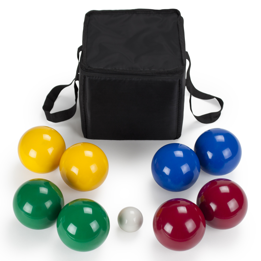 Deluxe 4-Player Resin Bocce Ball Set w Carrying Case, 90mm
