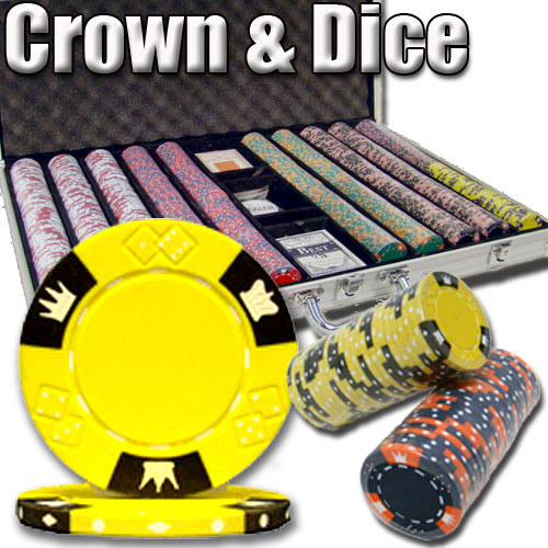 1000 Count - Pre-Packaged - Poker Chip Set - Crown & Dice - Aluminum