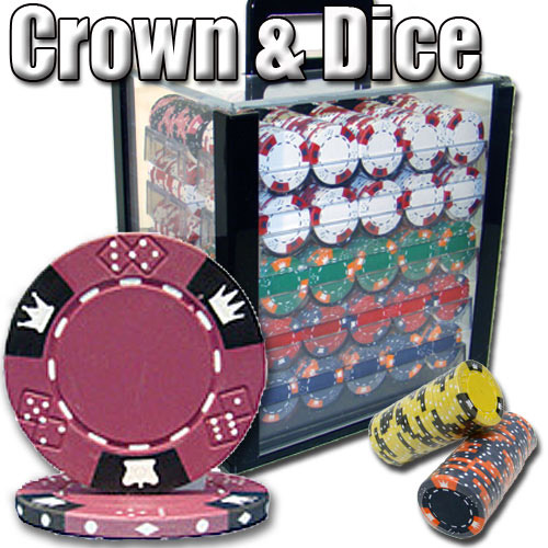 1000 Count - Pre-Packaged - Poker Chip Set - Crown & Dice - Acrylic