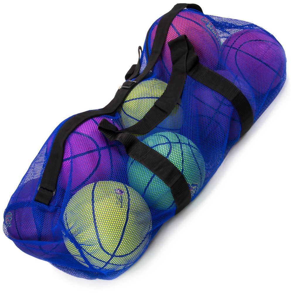 39" Mesh Sports Ball Bag with Strap, Blue