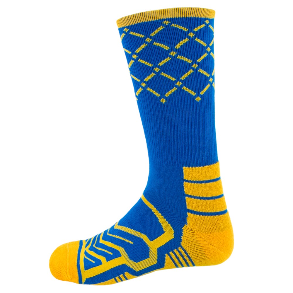 Large Basketball Compression Socks, Blue/Gold