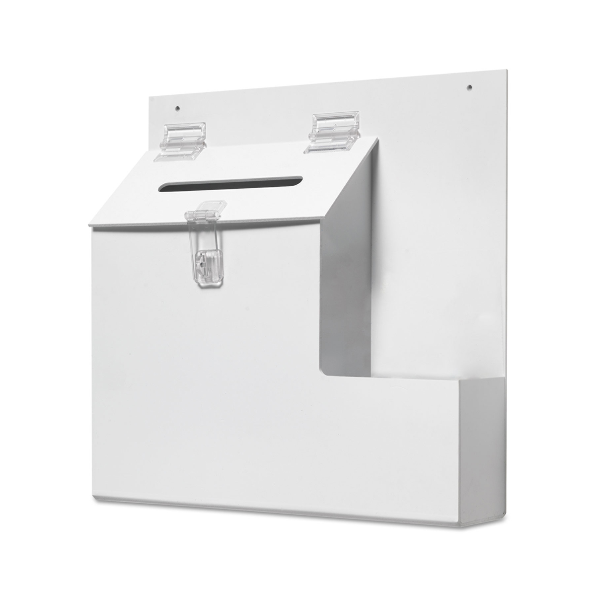 Deflecto Suggestion Box - External Dimensions: 13.8" Width x 3.6" Depth x 13" Height - Key Lock Closure - Plastic - White - For 