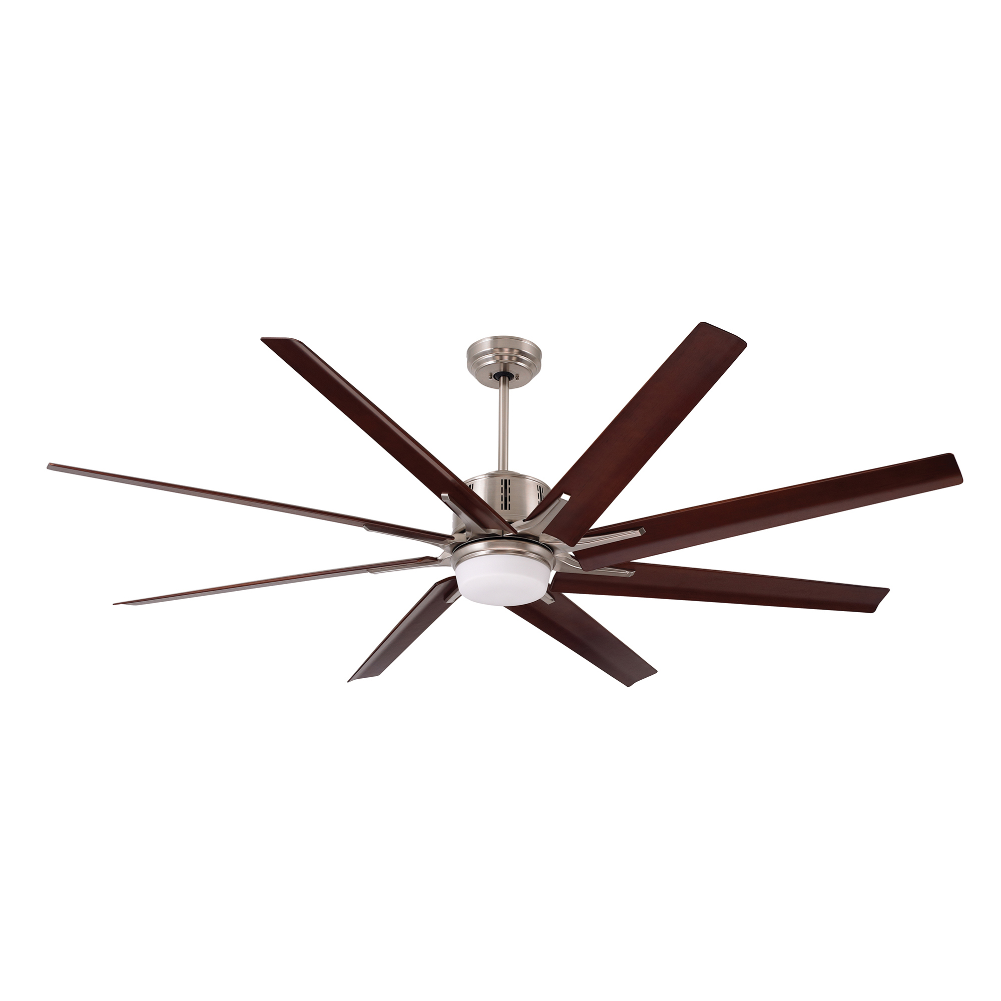 kathy ireland HOME by Luminance Brands 72 Inch Aira Eco Large Ceiling Fan in Brushed Steel with Integrated LED Lighting, 8 Walnu