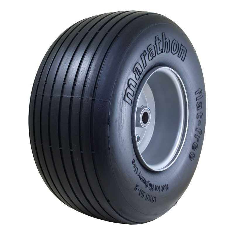 Flat Free Power Equipment Tire with Ribbed Tread, 18x8.50-8"