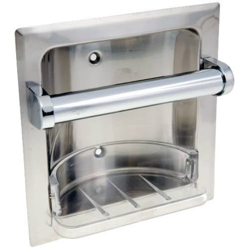 Recessed Soap Dish With Grab Bar, Chrome