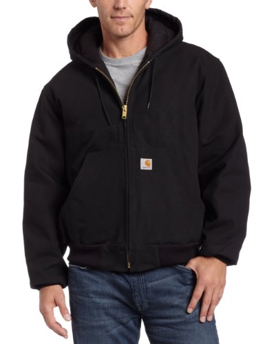 Carhartt X-Large Tall Black Quilted-Flannel Lined 12 Ounce Cotton Duck Active Jac Jacket With Front Zipper Clo