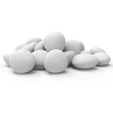 Regal Flame Set of 24 Light Weight Ceramic Fiber Gas Ethanol Electric Fireplace Pebbles in White